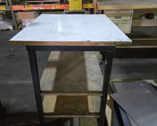 Industrial Metal Utility Cart with White Top and Storage Shelves