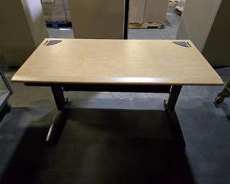 Commercial Office Desk with Black Metal Base and Maple Top