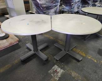 Round Pedestal Tables with Gray Cross Base - Set of 2
