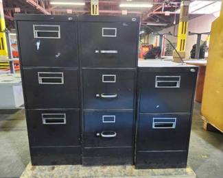 Black Metal File Cabinets - Set of 3