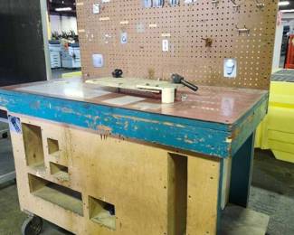 Industrial Mobile Workbench with Pegboard Display