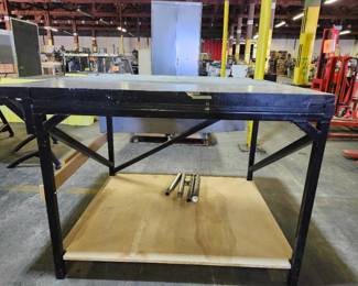 Industrial Metal Work Table with Steel Top and Lower Shelf