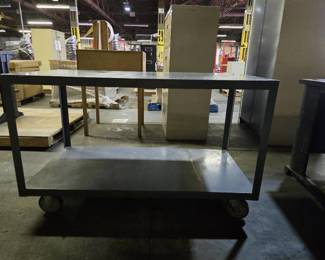Industrial Stainless Steel Rolling Cart with Two-Tier Shelving