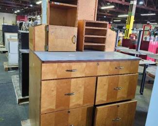 Industrial Wood Filing Cabinet with Mail Sorter Hutch