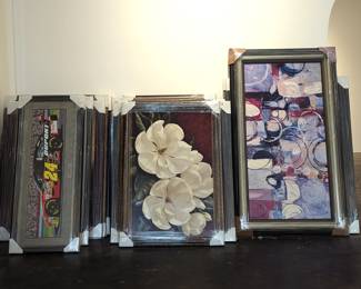 Some NASCAR and university framed memorabilia available along with florals and abstracts!