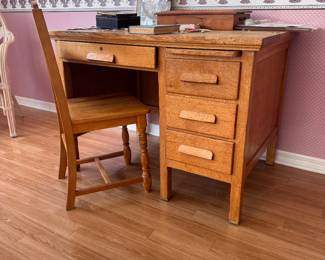 Great antique school teachers desk and chair 
175.00 buy now 