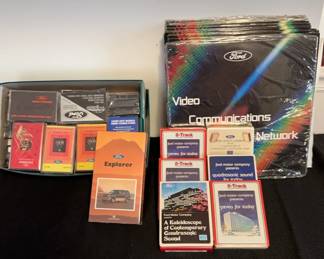 Lot Of Vintage Ford Advertising Media Including Laserdisc, 8track, Cassete, And VHS