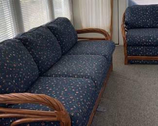 Matching Rattan Sofa And Loveseat