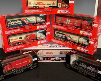 Lot Of 7 Racing champions NASCSR die cast Racing Team Trans. And 1 Wilco Truck With Working Lights