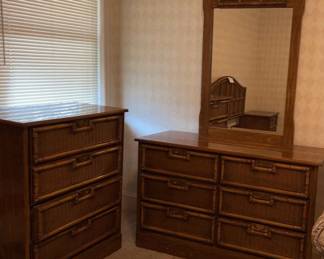 Bamboo Style Chest And Dresser W Mirror