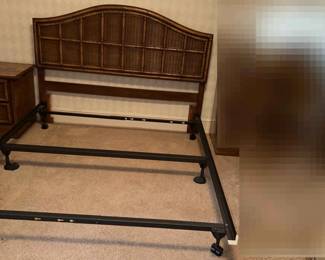 Bamboo Style Headboard W Adjustable Rails And Nightstand