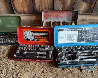 Vintage Socket Sets And Tool Box