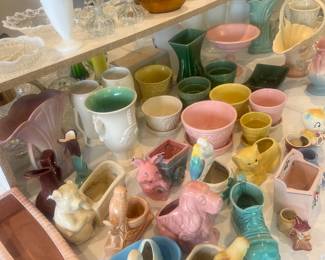 large vintage pottery collection to include Hull, McCoy, USA, planters and vases