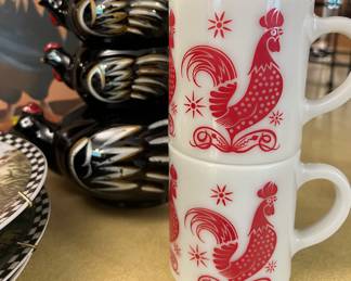 Hazel Atlas Rooster Mugs and Rooster Collectibles and Decor