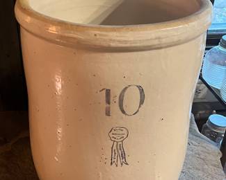 Antique Blue Ribbon Crock