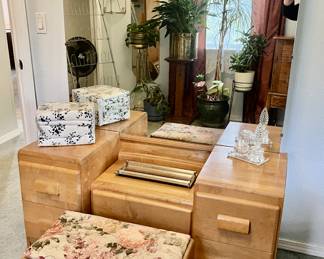 Antique vanity with stool and nice mirror $50