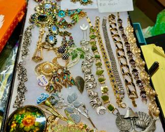 1950s signed and dated by holycraft design broaches, bracelet, earrings, $10-$25