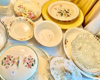 Antique China plates and bowls and gravy bowls with ladle $2-$5 each