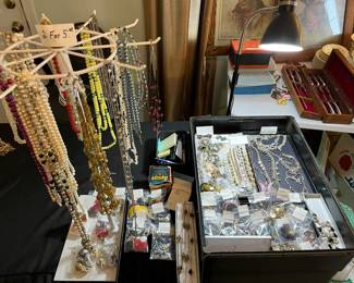 Necklaces two for five dollars and I have bagged up all the other jury for great buys at $2 to $10 each bag