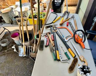 Tools five and $10 each
Shovels , rakes, edger $3 up to $10