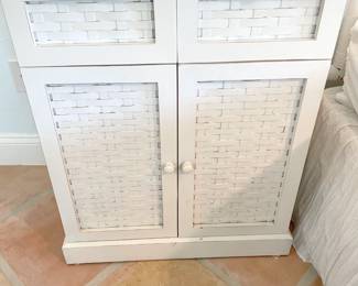 $35 each (2) Vintage, lattice night end tables 26”W x 16”D x 31”H