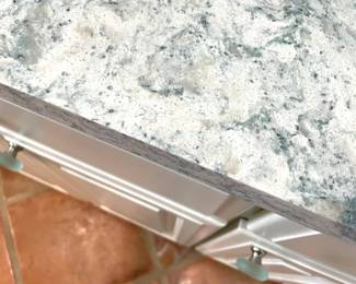 $100 each OBO Two pieces of white marble counter top with blue vein & “diamond” sparkle.
#1 – 64”L x 24.5”D x 1”H, straight
#2 – 102” x 24.5” x 1”H, includes corner with under sink cutout of 30” x 16”