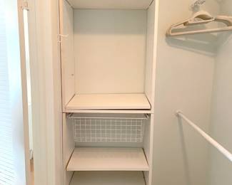 $100 Closet system includes (2) towers 2’W x 14.5”D x 85”H and (1) tower 15”W x 14.5”D x 85”H plus assorted racks, bars, shelving, etc.
