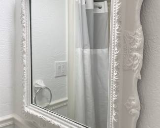 $35 “Shabby Chic,” white, square mirror 28” x 32”
