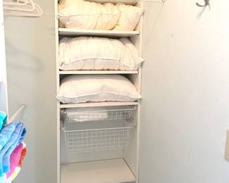 $100 Closet system includes (2) towers 2’W x 14.5”D x 85”H and (1) tower 15”W x 14.5”D x 85”H plus assorted racks, bars, shelving, etc.