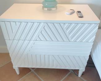 $450 each (2) Uttermost Colby 2-drawer side table dresser (sells for $1,300 new)
36”L x 18”D x 34”H
