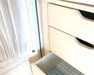 $300 Armoire -- This is a homemade armoire built around two tall cabinets (likely Drexel or similar). It separates in to (4) pieces – a base, topper, and two cabinets one of which has a built in, shell mirror.
