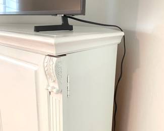 $100 Corner armoire refinished in the Shabby Chic style in very pale blue
25”W x 42”D x 54”H