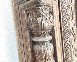 $500 Bali carved door arch. Center inset reads “Peace” in seashells. Beautiful carving, hardwood. Outer dimensions: 67” W x 7” D x 85”H. Inner dimensions: 48”W x 7”D x 68”H.