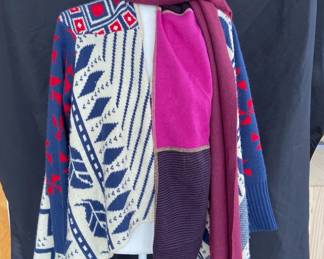 Kavu Wool Blend Scarf LL Bean Scarf With Haute Society Cardigan Size Small