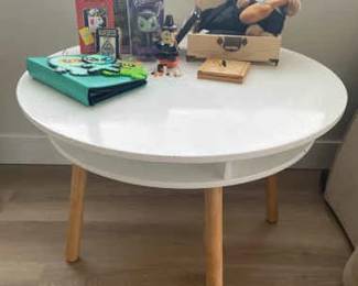Childs Cubby Tabletop with toys featuring a Maleficent Funko figurine Hard Rock teddy bear more