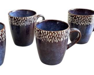 6 Meritage Glazed Pottery Coffee Mugs