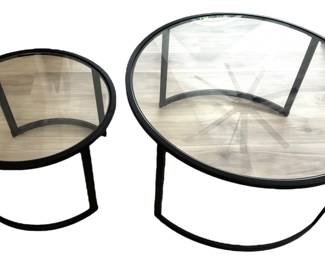 Glass Top Black Nesting Coffee Table Set