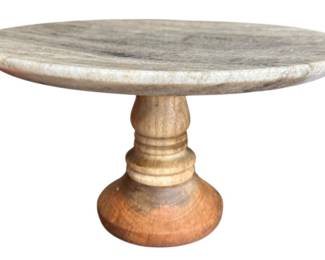 Marble and Wood Cake Stand