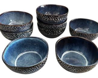 8 Meritage Deep Blue Pottery Bowls