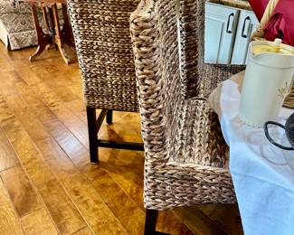 set of three woven counter stools 