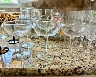 set of 6 hand blown coupe glasses!!!!