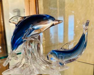 Art glass dolphin sculpture