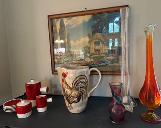 MCM vases, Czechoslovakia ceramic tea pot, cream/sugar