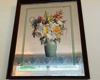 Vintage floral mirror art