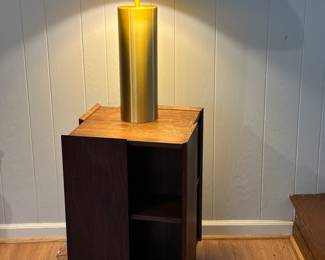 Repro Lamp MCM Founders Dark Walnut Lazy Susan Mini Bookcase