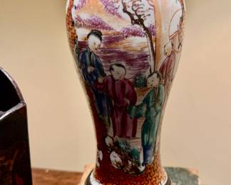 18th Century Chinese Export Porcelain Vase with Famille Rose Glaze Mounted as a Lamp…a rare porcelain indeed!