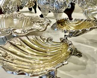 French late 1800s dolphin salt cellars