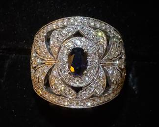 Gorgeous sapphire and diamond cigar band