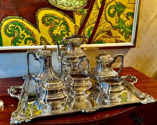 RARE THEODORE B STARR NYC
Sterling tea service and matching sterling tray