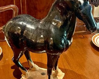 16" Rare Chinese Dynasty Tang Sancai
Pottery Porcelain Red Tang Horse Statue